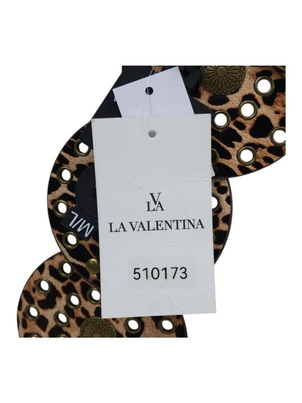 La Valentina Leopard Print Belt Concho With Medallion Accent M/L 48
